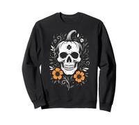 Teschio Zucca Halloween Arte Floreale Autunno Samhain Felpa
