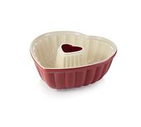 Tescoma - 622212, Delìcia, Tortiere, Stampo Ciambella a Forma di Cuore, Ceramica, Lavabile in Lavastoviglie, Rosso e Bianco
