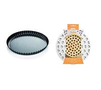 Tescoma 623115 Delicia Stampo Crostata con Fondo Removibile, Diametro 28 & Decora 0215801 Griglia Tagliapasta per Crostate Cuori, Bianco