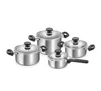 Tescoma 730808 Batteria di pentola in acciaio inox, 8 pz con coperchi