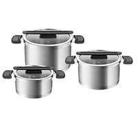 Tescoma 779610 Set Pentole inox antiaderente +Coperchi 6 pz impilabili