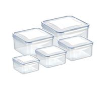 Tescoma 892044 Freshbox Contenitori Quadrati, Plastica, Transparent, 11 x 11 cm, 0.4 l/13.5 x 13.5 cm, 0.7 l/16 x 16 cm, 1.2 l/18.5 x 18.5 cm, 2 l/21.5 x 21.5 cm, 3 l, 5 Pezzi