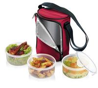 Tescoma 892210 Freshbox Borsa Termica-Isolante con 3 Contenitori, Poliestere, Rosso, Bordeaux, 0.8 l