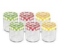 Tescoma 895110 Della Casa Vasetto per Conserve, Vetro, Trasparente/Tappo Multicolore, 125 ml, 6 Pezzi