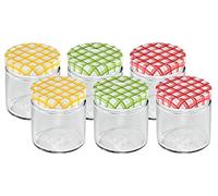 Tescoma 895112 Della Casa Vasetto per Conserve, Vetro, Trasparente/Tappo Multicolore, 200 ml, 6 Pezzi