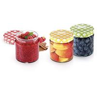 Tescoma 895114 Della Casa Vasetto per Conserve, Vetro, Trasparente/Tappo Multicolore, 400 ml, 3 Pezzo