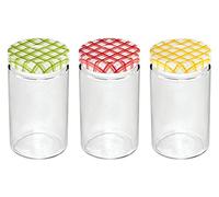 Tescoma 895116 Della Casa Vasetto per Conserve, Vetro, Trasparente/Tappo Multicolore, 700 ml, 3 Pezzo