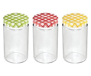 Tescoma 895116 Vasetto per Conserve, Vetro, Tappo Multicolore, 700 ml, 3 Pz