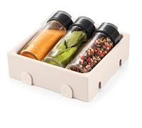 Tescoma - 899477, FlexiSPACE, Porta Spezie per Cucina, 3 Barattoli, Modulare, per Cassetto su Misura, 148 x 148 x 45 mm