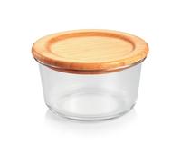 Tescoma 900848 Contenitore in vetro + coperchio bambù, tondo 0,8 l