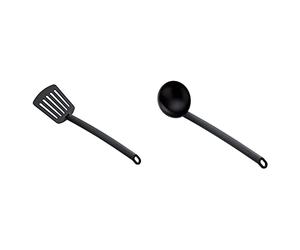 Tescoma Paletta per Cucina Forata & Space Line Mestolo, Nero, 32 Cm