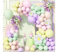 Teselife 136 Pezzi Kit Arco Palloncini Pastello, Kit Ghirlanda Palloncini Arcobaleno Colorato Multicolore Pastello con Palloncini Margherita per Compleanno Baby Shower Matrimonio Festa Carnevale Decor