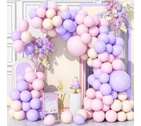 Teselife 140 Pezzi Kit Arco Palloncini Rosa Viola, Kit Ghirlanda Palloncini per Feste Arancione Pastello Rosa Viola per Compleanno Baby Shower Matrimonio Anniversario Carnevale Feste Forniture Decor
