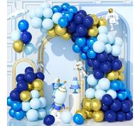 Teselife 143 Pezzi Kit Arco Palloncini Blu Navy Oro, Kit Ghirlanda Palloncini Blu Metallizzato Oro per Compleanno Baby Shower Matrimonio Anniversario Carnevale Decorazioni per Feste Forniture