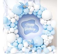 Teselife Arco Palloncini Blu e Bianco, 119Pezzi Kit Ghirlanda Palloncino Blu Bianco Pastello Macaron Ragazzo Uomini Bambino Baby Shower Compleanno Matrimonio Fidanzamento Valentino Decor
