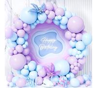 Teselife Arco Palloncini Blu e Viola, 119Pezzi Kit Ghirlanda Palloncino Blu Viola Pastello Macaron Ragazzo Uomini Bambino Baby Shower Compleanno Matrimonio Fidanzamento Valentino Decora Tema Congelato