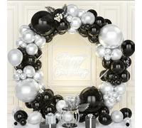 Teselife Arco Palloncini Nero e Argento, 119Pezzi Kit Ghirlanda Palloncino Metallo Argento Nero Ragazzo Uomini Ragazza Donne Compleanno Matrimonio Valentino Fidanzamento Laurea Proposta Valentino Deco
