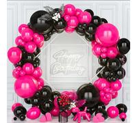 Teselife Arco Palloncini Nero e Rosa, 119Pezzi Kit Ghirlanda Palloncino Rosa Rossa Nero Ragazza Donne Principessa Bambino Baby Shower Compleanno Matrimonio Fidanzamento Pensionamento Decorazione
