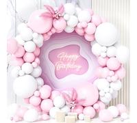 Teselife Arco Palloncini Rosa e Bianco, 119Pezzi Kit Ghirlanda Palloncino Rosa Bianco Pastello Macaron Ragazza Donne Bambino Baby Shower Compleanno Matrimonio Fidanzamento Pensionamento Decorazione
