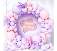 Teselife Arco Palloncini Rosa e Viola, 119Pezzi Kit Ghirlanda Palloncino Rosa Viola Pastello Macaron Ragazza Donne Bambino Baby Shower Compleanno Matrimonio Fidanzamento Tema Farfalla Decorazione