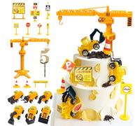 Teselife Decorazioni Torta Compleanno Cantiere 5 Anni, Escavatore 5° Compleanno Ragazzo Torta Decorazione, Segnali Stradali Cake Cupacke Topper, Deco Compleanno per Bambini Ragazzo