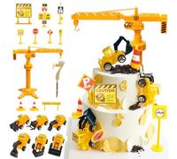 Teselife Decorazioni Torta Compleanno Cantiere 7 Anni, Escavatore 7° Compleanno Ragazzo Torta Decorazione, Segnali Stradali Cake Cupacke Topper, Deco Compleanno per Bambini Ragazzo