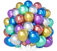 Teselife Palloncini Arcobaleno Metallici, 100Pcs 12 Pollici Multicolori Cromati per Feste Uomini Donne Compleanno Baby Shower Anniversario Laurea Fidanzamento Decor