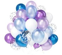 Teselife Palloncini Blu Viola, 30Pezzi Bianco Blu Viola Perlescente Metallo Fiocchi Di Neve Confetti Palloncino Ragazzo Ragazza Compleanno Anniversario Matrimonio Fidanzamento Ghiaccio e Neve Deco