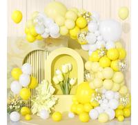 Teselife Palloncini Gialli Bianchi, 123 pezzi Gialli Pastello Opaco Arco Palloncini Kit con Coriandoli Giallo per Ragazze Festa di Compleanno Matrimonio Baby Shower Battesimo Fidanzamento Decorazioni