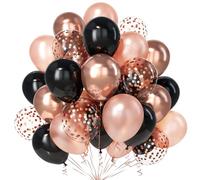 Teselife Palloncini Nero Oro Rosa, 30Pezzi Oro Rosa Perlescente Metallo Confetti Palloncino Ragazza Ragazzo Uomini Donne Compleanno Matrimonio Anniversario Addio Nubilato Mascherata Laurea Deco