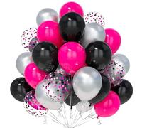 Teselife Palloncini Nero Rosa, 30Pezzi Argento Metallo Rosa Rossa Nero Confetti Palloncino Ragazza Donne Principessa Compleanno Matrimonio Anniversario Addio Nubilato Mascherata Baby Shower Laurea