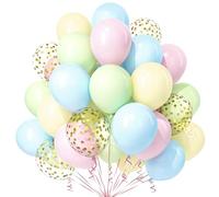 Teselife Palloncini Pastello, 30Pezzi Rosa Blu Verde Giallo Oro Confetti Palloncino Ragazza Ragazzo Bambino Arcobaleno Compleanno Anniversario Matrimonio Mascherata Fidanzamento Addio Nubilato Decora