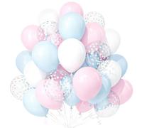 Teselife Palloncini Rosa Blu, 30Pezzi Pastello Macaron Bianco Rosa Blu Confetti Palloncino Ragazzo Ragazza Bambino Rivelazione Genere Battesimo Baby Shower Compleanno Matrimonio Anniversario Decora