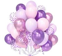 Teselife Palloncini Rosa Viola, 30Pezzi Rosa Viola Pastello Macaron Metallo Confetti Palloncino Ragazza Donne Compleanno Anniversario Matrimonio Fidanzamento Addio Nubilato Farfalla Principessa Deco