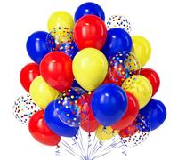 Teselife Palloncini Rosso Giallo Blu, 30Pezzi Blu Scuro Rossi Gialli Confetti Palloncino Ragazza Ragazzo Compleanno Anniversario Matrimonio Fidanzamento Addio Nubilato Tema Carnevale Circo Decora