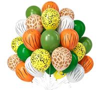 Teselife Palloncini Verde Animale, 30Pezzi Verde Salvia Avocado Verde Scuro Palloncino Stampa Strisce Animali Ragazzo Uomini Compleanno Anniversario Matrimonio Fidanzamento Tema Giungla Decorazione