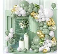 Teselife Palloncini Verde Bianchi, 123 pezzi Verdi Avocado Salvia Arco di Palloncini Kit con Metallici Oro per Ragazze Donne Festa di Compleanno Tema Matrimonio Baby Shower Bambino Safari Decorazioni