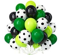 Teselife Palloncini Verde Nero Calcio, 30Pezzi Verde Frutta Scuro Nero Avocado Verde Scuro Palloncino Stampa Pentagono Calcio Ragazzo Uomini Compleanno Anniversario Matrimonio Fidanzamento Sport Deco
