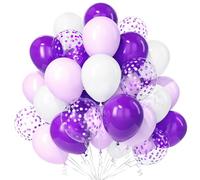 Teselife Palloncini Viola Bianco, 30Pezzi Bianco Viola Scuro Pastello Confetti Palloncino Ragazza Donne Compleanno Anniversario Matrimonio Mascherata Fidanzamento Addio Nubilato Tema Farfalla Decora