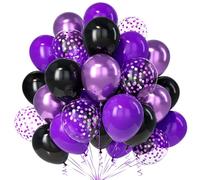 Teselife Palloncini Viola Nero, 30Pezzi Viola Profondo Metallizzato Viola Confetti Palloncino Ragazza Donne Compleanno Anniversario Matrimonio Mascherata Fidanzamento Addio Nubilato Halloween Decora