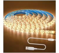 Tesfish Striscia LED 5V USB, Strisce Bianco Caldo 3500K 3M Striscia 2835 IP65 Impermeabile 180 LEDs Plug and Play Nastri con Interruttore per Camera da letto, Decorazione Cucina