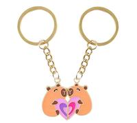 TESGADGETS 2 pezzi portachiavi dell'amicizia di capibara per migliori amiche, portachiavi di coppia con motivo a cuore, capibara che abbracciano un cuore