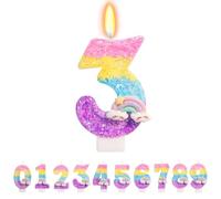 TESGADGETS Candele Arcobaleno con Numero 3 - Decorazione Colorata per Torta di Compleanno, Perfetta per la Decorazione del 3° Compleanno di Bambine e Bambini