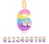 TESGADGETS Candele Arcobaleno con Numero 6 - Decorazione Colorata per Torta di Compleanno, Perfetta per Il Sesto Compleanno di Ragazze e Ragazzi
