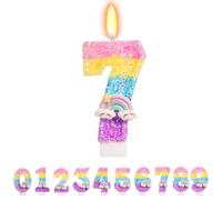 TESGADGETS Candele Arcobaleno con Numero 7 - Toppers per Torta di Compleanno Colorati, Perfetti per Decorare Il settimo Compleanno di Bambine e Bambini