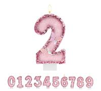 TESGADGETS Candele di Compleanno Rosa con Numero 2, Candele di Compleanno a Farfalla Combinabili per Torta, Candela Glitterata con Numero 2 Come Decorazione 1per Torte per Feste di Anniversario