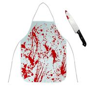 Teshijia 1 Set di Grembiule per Halloween, Grembiule sanguinoso, con Coltello sanguinoso, Decorazione per Halloween, Feste, Costume da Macellaio per Donne e Adulti