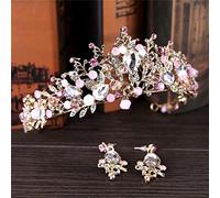 Tesia da corona di gioielli per capelli per donne corone da sposa perla perla rosa per perle da sposa fatte a mano BRIDE Crystal Wedding Wedding Diadem Accessi per capelli per matrimoni di Gagalu