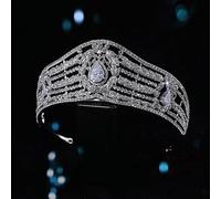 Tesia da corona di gioielli per capelli per donne Cristalli di copricapo da sposa per matrimoni Cristalli di laurea Croona Accessori per capelli in argento Basche a banda tibetana Bide Tiara corona