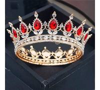 Tesia da corona di gioielli per capelli per donne e corone rosa Diadem Red Reyal King Full Circle Ornaments Bridal Wedding Hair Gioielli Accessori Gioielli Redmutil